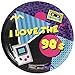 BLUE PANDA 90s Party Paper Dinner Plates - 9-Inch, 80-Count, Blue I Love the 90s Design - 1990s-Inspired Tableware for Birthday & Themed Decor