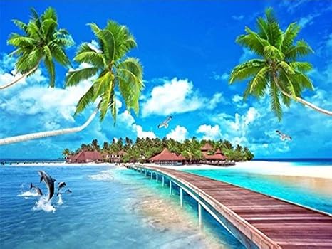 Amazon Co Jp Bzdhwwhシルク壁紙 壁壁画 モルディブlove Sea壁紙 3dテレビ背景壁絵画リビングルーム寝室の子の部屋 ホーム キッチン