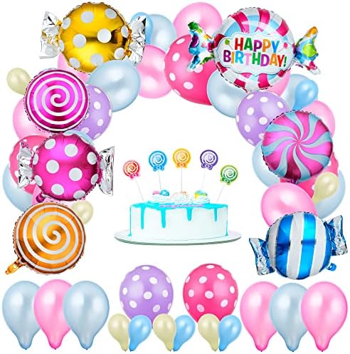 thumbnail image 2 of Candy Happy Birthday Banner - Sweet Candyland Party Decorations Banner With 15 Cards & 6.6ft Ribbon 2 of 13
