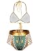 Zando Women Tribal Print Bikini African Metallic Swimsuit Two, Green, Size 14.0