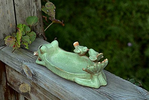 zoele Ceramic Frog Bird Feeder Succulent Planters Flower Pots Containers Ashtray Jewelry Organizer Key Storage Box/Soap Dish Soap Box -Home Outdoor Decoration