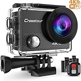 Crosstour Action Camera 4K WIFI Underwater Cam 16MP Ultra HD Waterproof Sports Camera with Remote Control 170°Wide-angle 2 Inch LCD Plus 2 Rechargeable 1050mAh Batteries and Mounting Accessories Kit