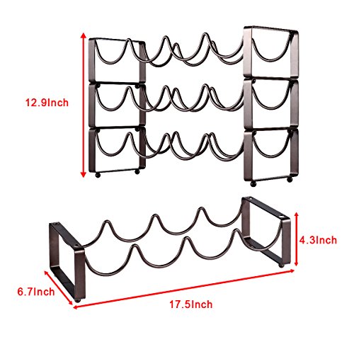 GONGSHI 3 Tier Stackable Wine Rack, Countertop Cabinet Wine Holder Storage Stand - Hold 12 Bottles, Metal