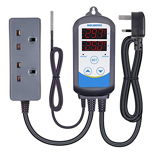 Inkbird ITC-310T-B Digital Thermostat, Reptile Temperature Controller with 12-stage Programmable Timer & Heating Cooling Output with Timer for Vivarium, Fermentation, Greenhouse, Homebrewing