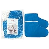 Pana® Brand Reusable *BLUE* Thermal Cloth Insulated Booties with Velcro for Paraffin Wax Heat Therapy Spa Treatments/Self Tanning