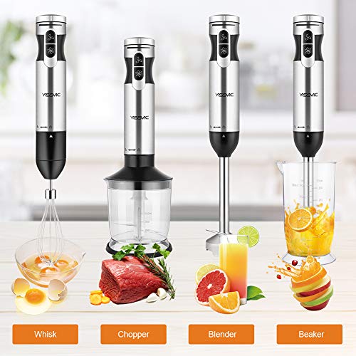 YISSVIC Immersion Hand Blender, 4 in 1 9 Speed Stick Blender with 500ml Food Grinder 700ml