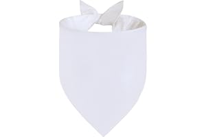Agroon Blank Dog Bandanas White XLarge 1PCS, DIY Solid Cotton Scarf, Durable Triangle Reversible Bibs Handkerchief for Puppy Pet, Personalized Birthday/Party Fun Idea Gift