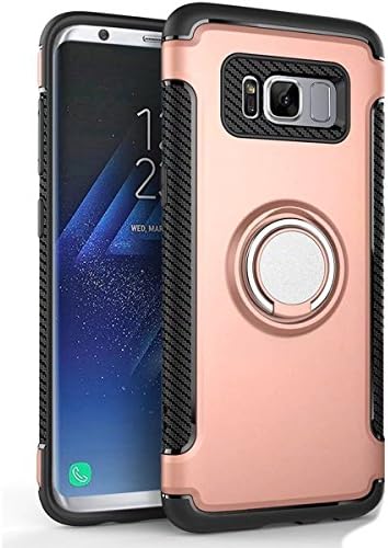Samsung Galaxy S8 Plus Case with Stand, Ultra Thin Anti Scratch Durable TPU Shockproof Resistant Bumper with 360 Degree Rotating Ring Kickstand, Thin Protective Luxury Galaxy S8 Plus Case, Golden