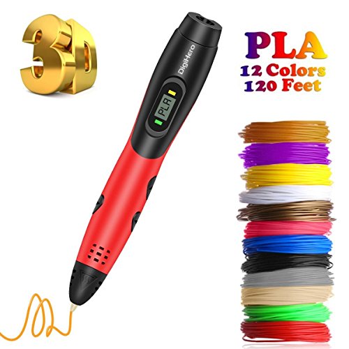 [- 3D Pen with LCD screen, DigiHero 3D Printing pen with 1.75mm PLA filament Pack of 12 Different C