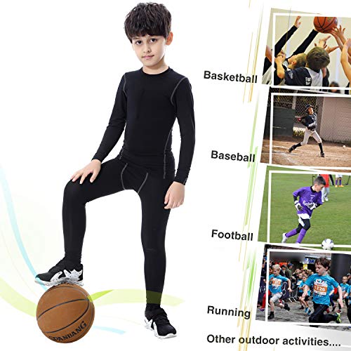 TERODACO Boys Thermal Underwear 2 PCS Athletic Base Layer Kids