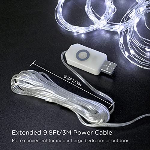 300 LED Window Curtain String Light, 8 Lighting Modes Fairy Twinkle String Lights with Remote, USB Powered Waterproof for Christmas Bedroom Party Wedding Home Garden Wall Decorations, White