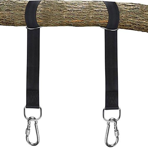 SATKULL Tree Swing & Hammock Hanging Kit Straps -Two 5 ft Straps Holds 2000 lbs. - Attaches 2 Heavy Duty Carabiners Hook Easy & Fast Swing Strap Installation Fits Hammocks & Most Swing Seats (Rope)