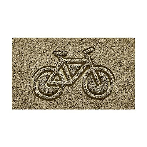 Nicoman Embossed Spaghetti Door Mat Dirt-Trapper Jet-Washable Doormat 70x43cm (Beige, BIKE Shape) - Use on Carpet ONLY