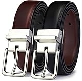 Bulliant Men Belt-Leather Reversible Belt for Men With Single Prong Buckle in Gift Box,Trim to Fit