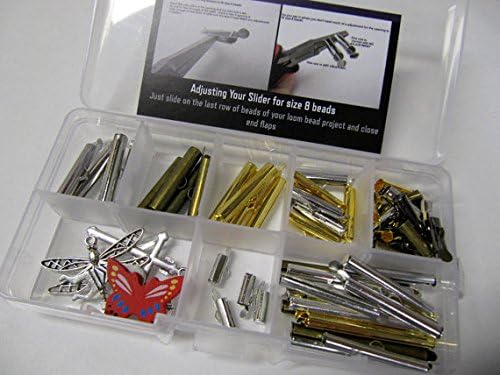 Bead Loom Slider Clasp Jumbo Kit #2, 58 Pieces, 1/4 Inch to 1 1/2 Inch, Different Colors, Bonus Findings