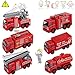 SunbriloStore Die-cast Fire Truck Engine Vehicle Toy Set, Pull Back Car Mini Firetruck Rescue Emergency Fire Truck Toy Set, Extending Ladder Truck Firefighter Car for Cake Toppers (Fire Truck)
