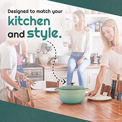 4 Quart Enameled Cast Iron Dutch Oven Pot with Lid Round Enamel