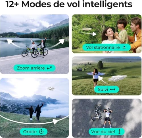 X1 Drone avec Camera, Drone Suivez-Moi avec Contrôle Mains Libres, Mine Drone avec Vidéo HDR, Trajectoires De Vol Intelligentes, Décollage de la Paume de la Mains Libres, Blanc (Combo)