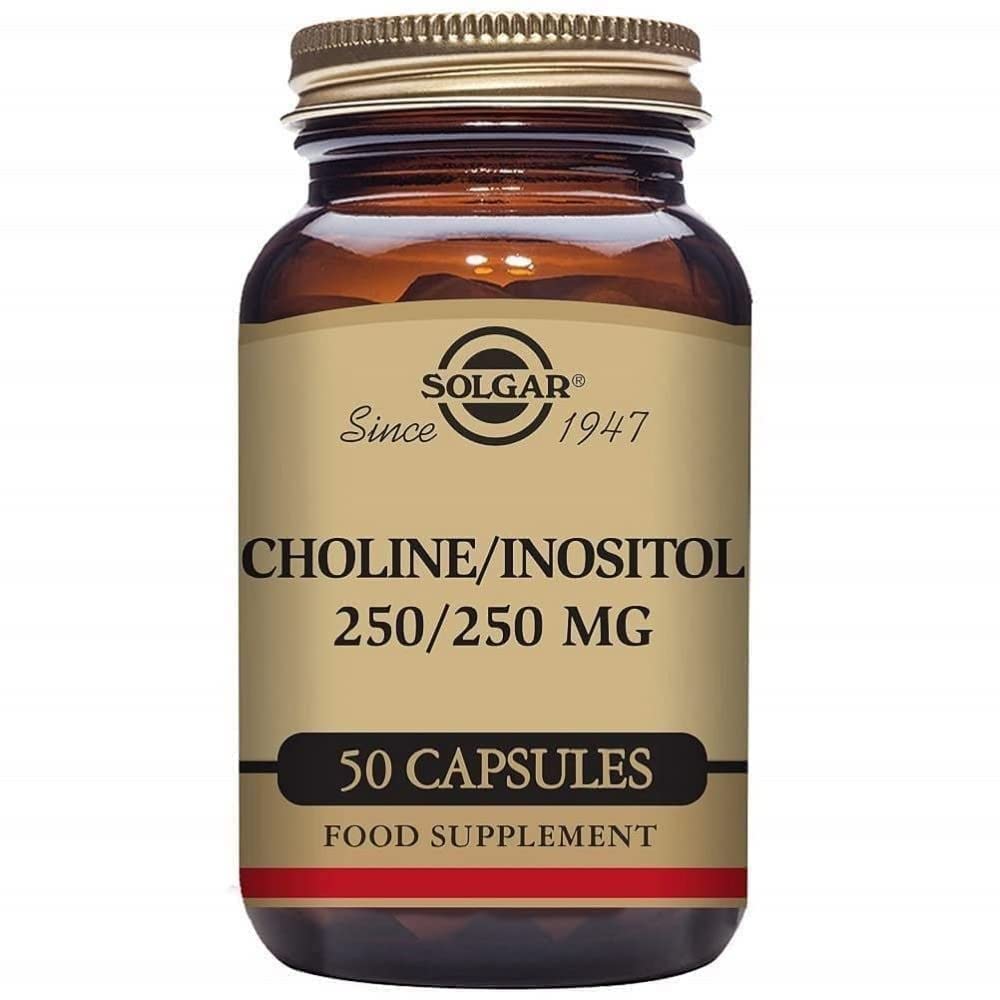 Solgar Choline 250 mg/Inositol 250 mg Vegetable Capsules - Pack of 50 - Supports Metabolising Nutrients - Improves Transport of Fat for a Clear Liver - Vegan and Gluten Free