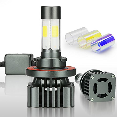 Zdatt 12000LM H13 9008 LED HeadLight Bulbs Conversion Kit 100W High Low Beam 360 Degree Lighting for Car Lamp Replacement-Amber(3000K)/White(6000K)/Light-Blue(8000K)-2 Year Warranty