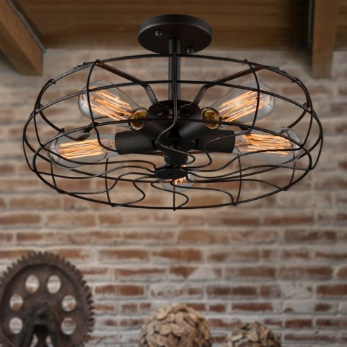 LightInTheBox Loft Vintage Creative Lighting Lamps American Country Style Minimalist Personality Iron Industrial Fan Chandelier 5 Lights Pendent Lights