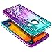 Galaxy A20 Case, Galaxy A30 Case with Tempered Glass Screen Protector, NageBee Glitter Liquid Floating Waterfall Durable Girls Women Cute Case for Samsung Galaxy A30/A20 (6.4 Inch) -Aqua/Purple