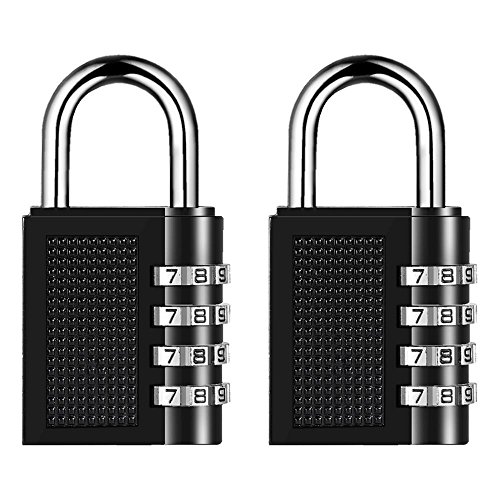 2 Pack 4 Digit Padlock, Combination Lock, Set Your Own Combination, Metal and Steel Material for Gate, Case, Luggage, Suitcase Baggage, Filling Cabinets, Toolbox, Home, School, Gym & Sports
