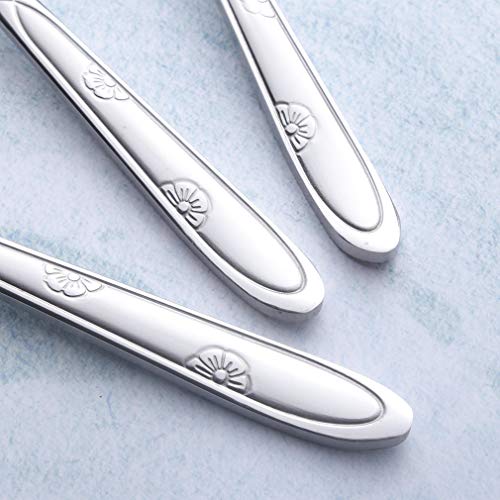 Teaspoon Sets 12 Piece Stainless Steel Flatware 6-inch Small Dessert Tea Spoons Only Service for 12 Table Silverware Eating Utensils Cutlery Mirror Finished Dishwasher Safe - Thumbnail 4