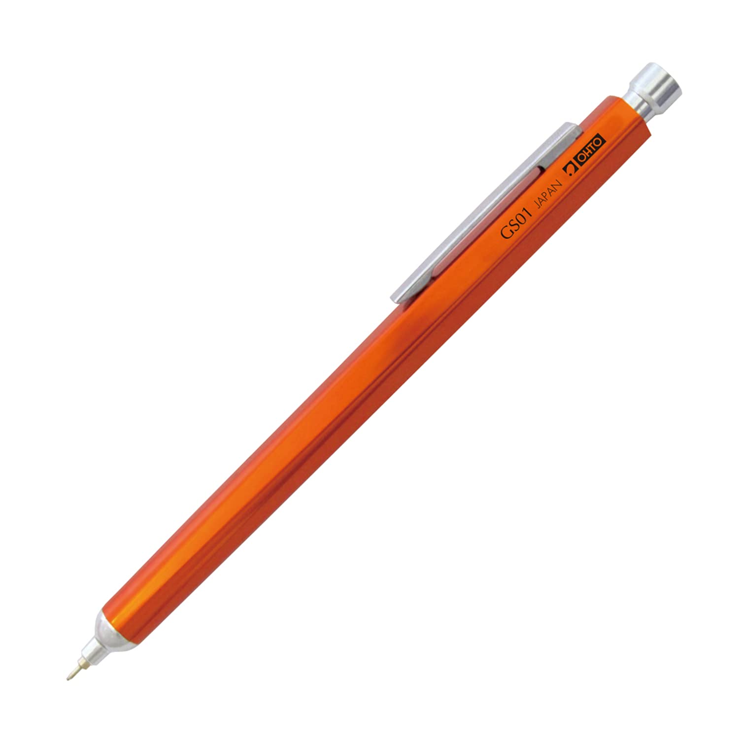Ohto Aluminium Ballpoint Pen, Needle Point, GS01-S7, 0.7 mm, Soft Black Ink (Orange)