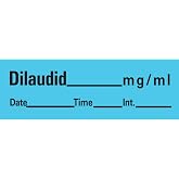 PDC Healthcare AN-200 "Dilaudid mg/mL" Removable Anesthesia Tape with Date, Time and Initial, 1" Core, 1/2" Width, 500" Length, Blue