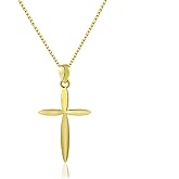 LUKIENY Delicate Sterling Silver Cross Necklace for Women 925 Sterling Silver Polished Cross Pendant Necklace Handmade Crosses Religious Jewelry Gift