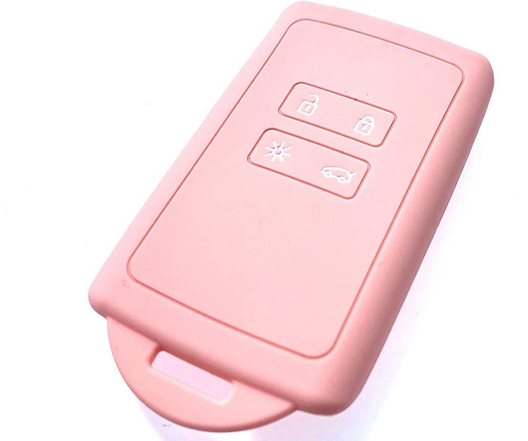 Nordecco High-Grade Silicone Protective Cover Compatible With Dacia Renanult 4 Button Smart Keyless Card Remote Fits Models 2016-20 Kadjar Koleos Megane Captur Dancia (Pink)