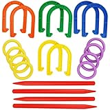 Boley 20-Piece Outdoor Backyard Ring Toss and Horseshoe Throwing Game for Kids and Adults