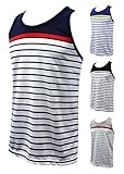 Enimay Men's Casual Striped Tank Top Summer Muscle Shirt Gym Beach Workout