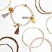RareLove Bohemian Beaded Bracelet Brown Stretch Strand Wrap With Charm Layered Three Tassels