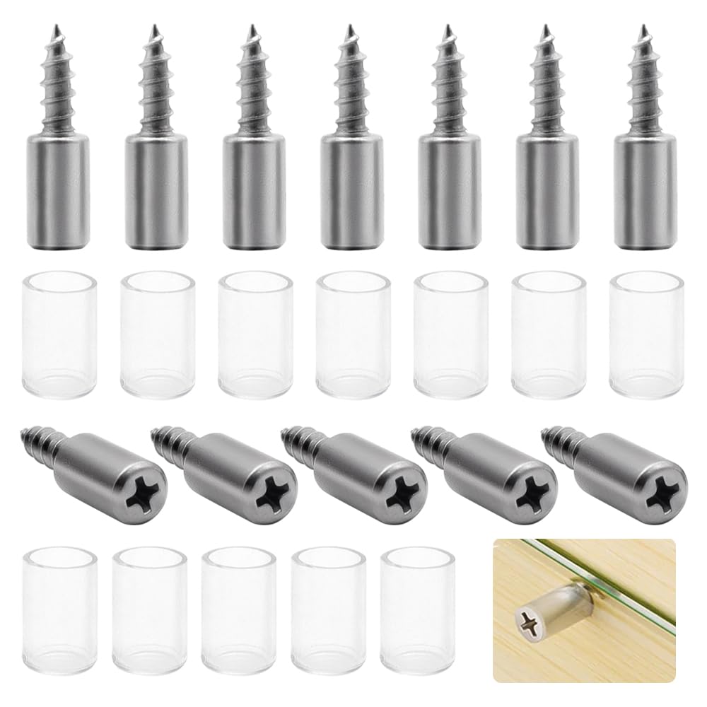 Aoyswuz 50 Pcs Screws Shelf Support Pegs with Non-Slip Cover Integrated Self-Tapping Screws Load Capacity 20 kg Laminate Support for Cupboards, Wardrobe and Furniture