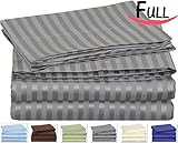 Full Striped Bed-Sheet-Set Grey - Brushed Velvety Microfiber -Luxurious, Comfortable, Breathable, Soft and Extremely Durable-Wrinkle, Fade and Stain Resistant - Hotel Quality by Utopia Bedding (Full, Grey)