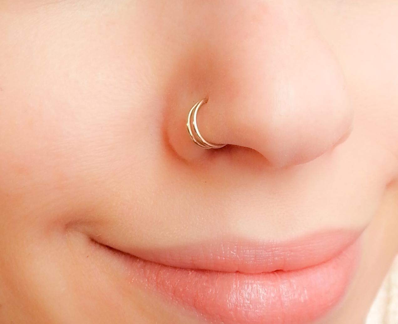 Fake Nose Ring Gold Filled Clip On Hoop Cuff Non piercing