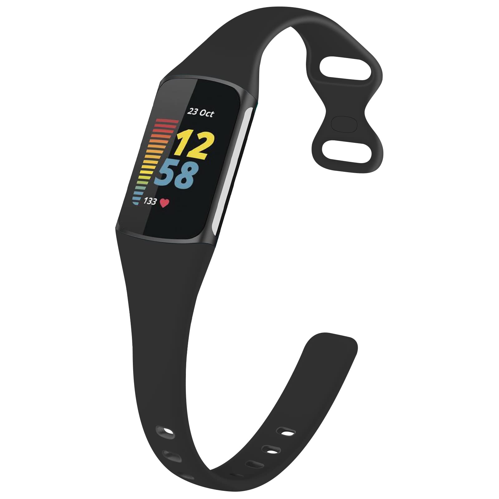 TopPerfekt Slim Straps Compatible with Fitbit Charge 5 Strap Women Men, Adjustable Soft Silicone Sport Replacement Watch Band Straps Wristbands Bracelet for Charge 5 Activity Tracker (Black)