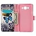 Samsung Galaxy J7 (2015) Case, Boince 3 in 1 Accessory Magnetic Snap PU Leather Flip Wallet Case + [Diamond Antidust Plug] + [Metal Stylus Pen] Anti Scratch Shockproof Protective Bumper-Blue Butterfly