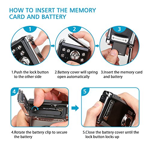 DECOMEN Waterproof Digital Camera Underwater Sport Camcorder with 16MP 2.4" LCD Screen, 8x Digital Zoom, Flash, Mic and Rechargeable Battery with 16G SD Card - Thumbnail 5