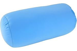 Squishy Deluxe Tube Microbead Bolster Pillow with Stay-Cool Fill & Silky Removable Cover, Flexible, Head, Neck & Back Support for Home & Away, Carrying Case, 13 x 6”, Sky Blue