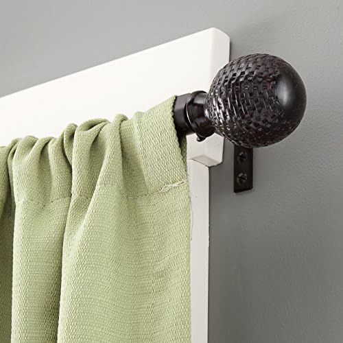 Kenney Woven Ball 58" Standard Decorative Window Curtain Rod, 4886", Weathered Brown