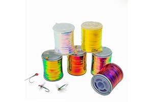Quintathletic 6PCS 6 Colors Flat Tinsel Peacock Metallic Mylar Fly Tying Material for Nymphs Midges Wet Flies Body Streamer L