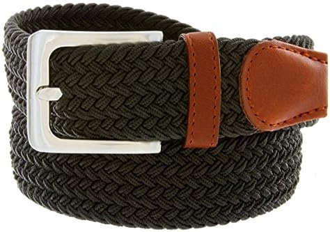 Hagora Men 1-3/8" Wide Flexible Interwoven Fabric Leather Tab Metal Buckle Belt,Black XXXL (47"-49")