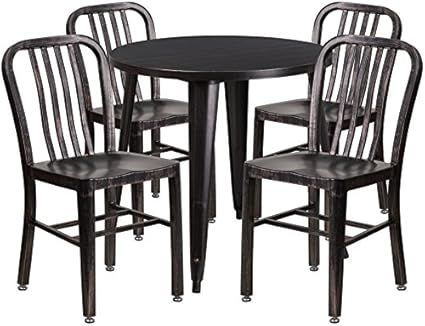 Amazon.com : Emma + Oliver 30" Round Antique Metal Table Set-4 Vertical