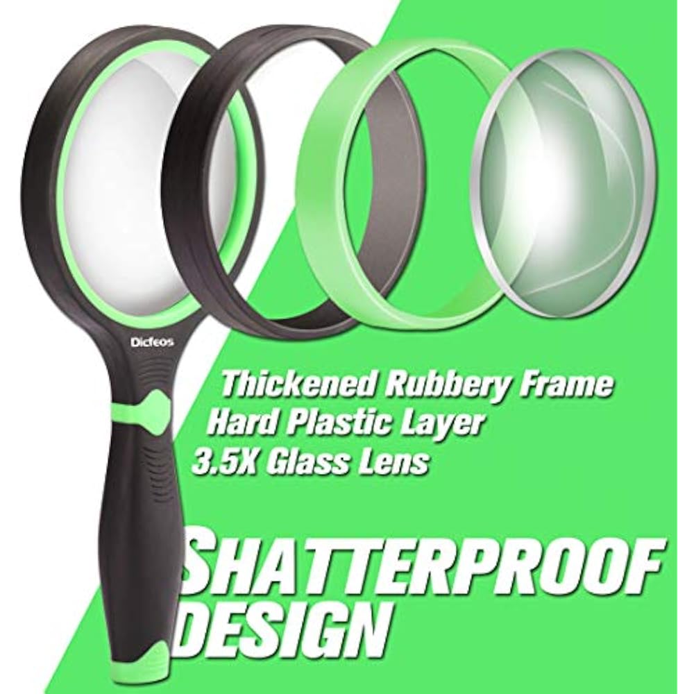 Shatterproof 3.5X Magnifying Glass For Reading And Hobbies, 75mm Non