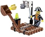 Pirates Raid Sea Hunt - 45 pcs pack of explosive ballistic medieval catapult building blocks with projectiles; pirate raft with a one eyed pirate - a must for 6+ children compatible parts