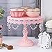 Amalfi Decor 10 Inch Cake Stand, Dessert Cupcake Pastry Candy Display Plate for Wedding Event Birthday Party, Round Metal Pedestal Holder with Crystals, Pink