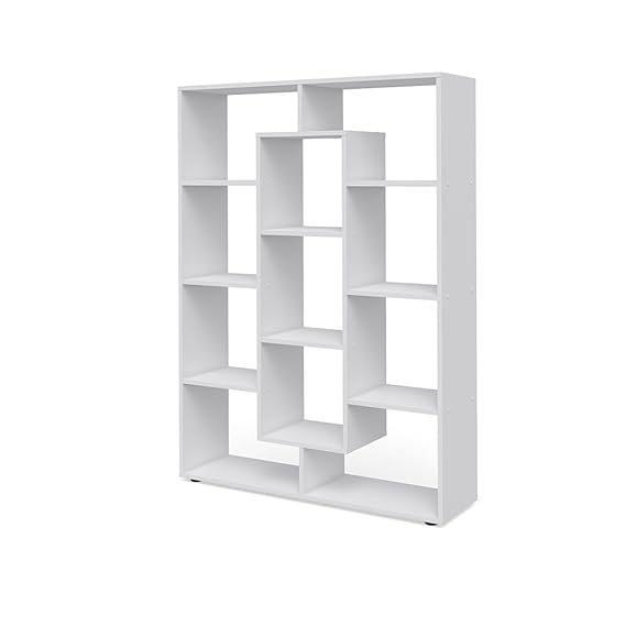 VICCO Raumteiler 11 Fächer Bücherregal Standregal Aktenregal Hochregal Aufbewahrung Regal (Weiß)